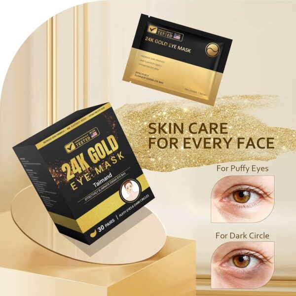Under Eye Patches (30 Pairs), 24K Gold Under Eye Mask for Puffy Eyes, Dark Circles,Bags and Wrinkles with Collagen,Relieves Pressure and Reduces Wrinkles,Revitalises and Refreshes Your Skin - Image 5