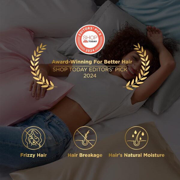 Bedsure Satin Pillowcases, Similar to Silk Pillow Cases Queen Size Set of 2, Pillow Case for Sleeping Women with Envelope Closure, Gifts for Women Men, Khaki, 20x30 Inches - Image 3