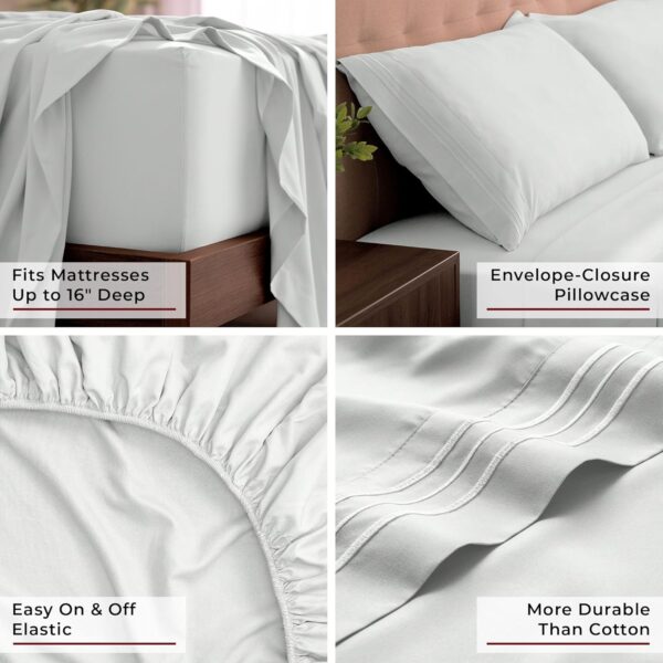 Mellanni King Sheets Set - 4 PC Iconic Collection Bedding - Hotel Luxury, Extra Soft, Cooling Bed Sheets - Wrinkle, Fade, Stain Resistant (King, Ivory) - Image 6
