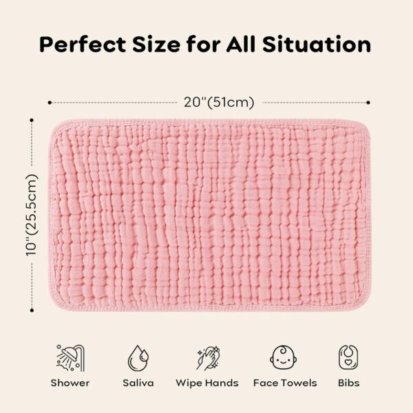 Looxii Muslin Burp Cloths Baby Girl 6 Pack - 20" x 10" - Ultra Soft & Absorbent, 6-Layer 100% Cotton for Spit Up & Drool- Gentle Baby Burping Cloth, Newborn Essentials Shower Gift Girl, Gradient Pink - Image 8