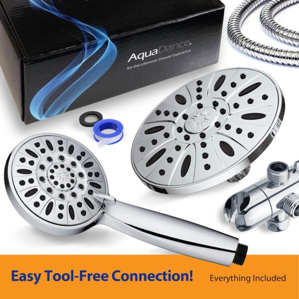 AquaDance 7" Premium High Pressure 3-Way Rainfall Combo Combines The Best of Both Worlds-Enjoy Luxurious Rain Showerhead and 6-Setting Hand Held Shower Separately or Together, Chrome - Image 7