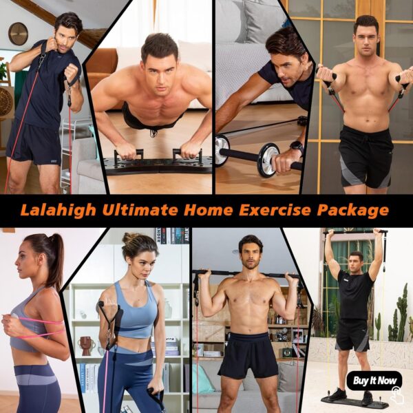 LALAHIGH 25-in-1 4rd Generation Push Up Board - Multi-Functional Foldable Gym System with Resistance Bands, Pilates Bar & Pulleys, Portable Workout Equipment for Men & Women, Chest/Back/Abs Training - Image 3