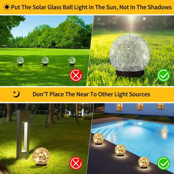 Solar Globe Lights Outdoor Waterproof - Cracked Glass Ball Lights for Garden, Patio, Yard, Lawn and Backyard Decor - Solar Orbs for Outside Decorations - Image 3