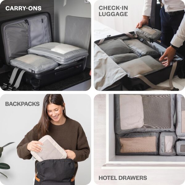 Compression Packing Cubes for Travel - Luggage Organizer Bags - Double Zipper Packing Cubes for Suitcases (4-Pack, Beige) - Image 10