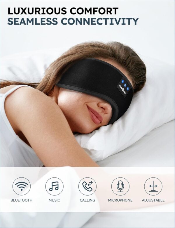 MUSICOZY Sleep Headphones, Bluetooth 5.4 Sleep Mask Headband Headphones Sleeping Eye Mask, Wireless Music Earbuds Earphones with HD Stereo Speakers for Side Sleepers, Cool Gadgets Unique Gift - Image 3