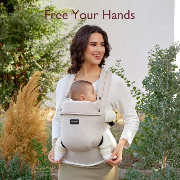 Momcozy Baby Carrier - Ergonomic, Cozy and Lightweight Carrier for 7-44lbs, Effortless to Put On, Ideal for Hands-Free Parenting, Enhanced Lumbar Support, Purehug for Infant to Toddler, Khaki - Image 8