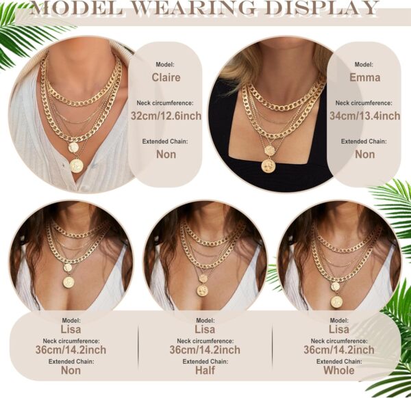 MJartoria Gold Layered Necklaces for Women Trendy Retro Coin Pendant Necklace Dainty Chunky Chain Choker Necklaces for Jewelry Birthday Gifts - Image 8