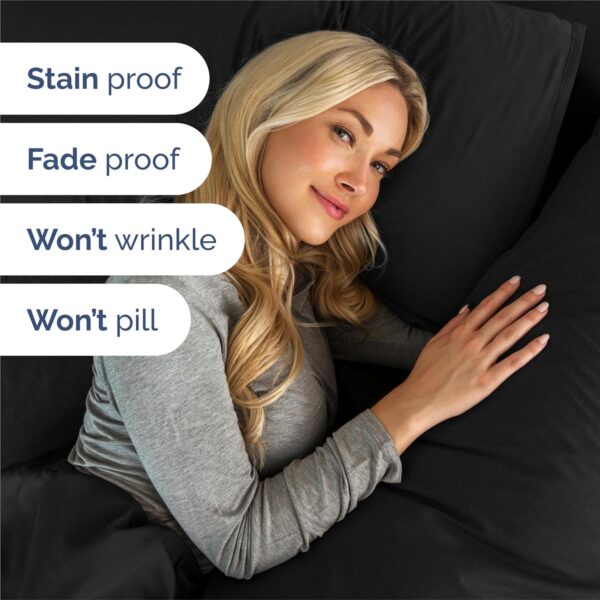 Cal King 6 Piece Sheet Set - Cooling Sheets for Hot Sleepers - Hotel Luxury Bedding for Women, Men, Kids & Teens - Bedding w/Deep Pockets & Easy Fit - Soft and Wrinkle Free - Cal King Black Sheets - Image 6