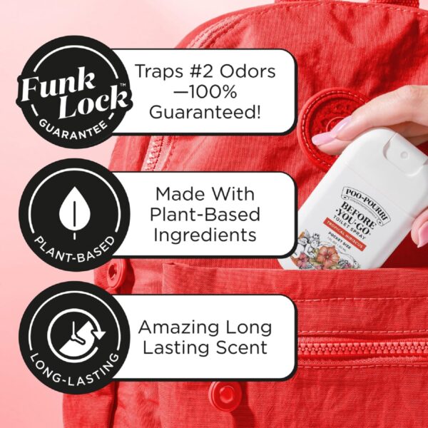 Poo-Pourri Tropical Hibiscus Pocket Before-You-Go Air & Toilet Spray - Instantly Trap Bathroom Odor - Plant Based Ingredients & Essential Oils - Travel Essentials, with Hibiscus Apricot & Citrus Scent - Image 5