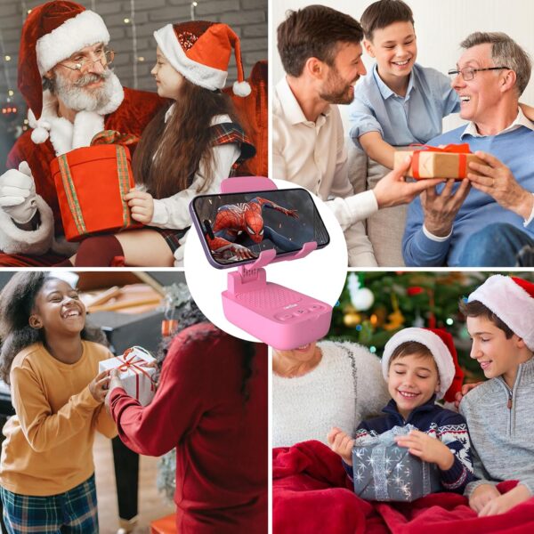Gifts for Men Women, from Wife,Cell Phone Stand with Wireless Bluetooth Speaker, Punchy Bass & HD Stereo Sound Speaker for Home & Outdoors Compatible with iPhone/ipad/Samsung-Pink - Image 8