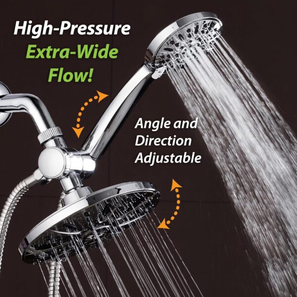 AquaDance 7" Premium High Pressure 3-Way Rainfall Combo Combines The Best of Both Worlds-Enjoy Luxurious Rain Showerhead and 6-Setting Hand Held Shower Separately or Together, Chrome - Image 5