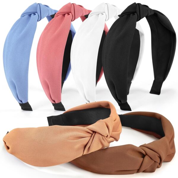 Headbands for Women Girls - 6PCS Stylish Top Knotted Headbands - Knotted Headband for Women - Head Bands Wide Hairband Hair Accessories - Image 2