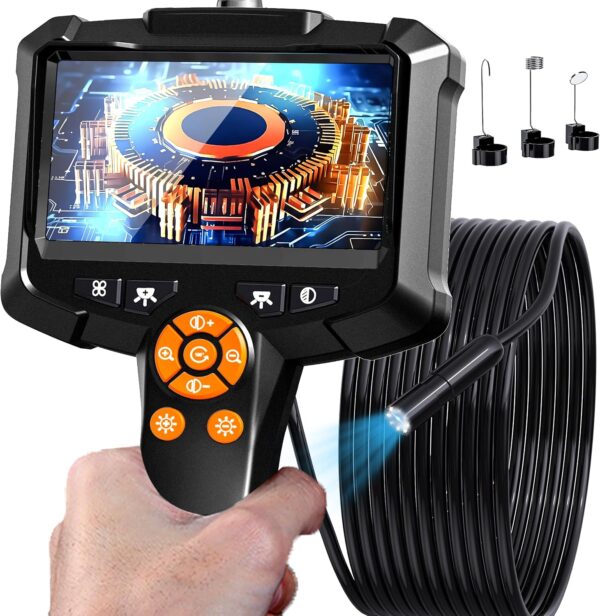 Endoscope Camera with Light, 1080P HD Borescope with 8 Adjustable Lights, 4.3" Endoscope with 16.4ft Semi-Rigid Snake Camera, IP67 Waterproof Borescopese for Sewer, Cool Gadgets & Tools for Men - Image 2
