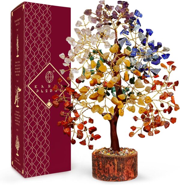 Crystal Tree of Life 7 Chakra Healing Crystal Trees for Home Decor, Office Desk Decor, Living Room Decor, Handmade Bonsai Trees for Positive Energy, Money, Good Luck Birthday Gifts for Women, Mom - Image 2