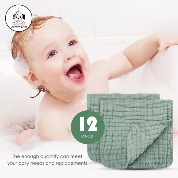Muslin Burp Cloths 100% Cotton Large 20''x10'' Extra Soft and Absorbent Baby Wash Cloths Spit Up Rags - Baby Burping Cloth for Boys Girls Items(12 Pack Green) - Image 6