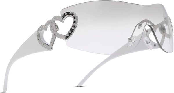 Pro Acme Wrap Around Rimless Sunglasses Women Men, Oversized Fashion Futuristic Sun Glasses Cool Shade 2000S Trendy - Image 2