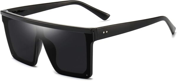 Dollger Square Oversized Sunglasses for Women Men Fashion Flat Top Big Black Frame Shades - Image 2
