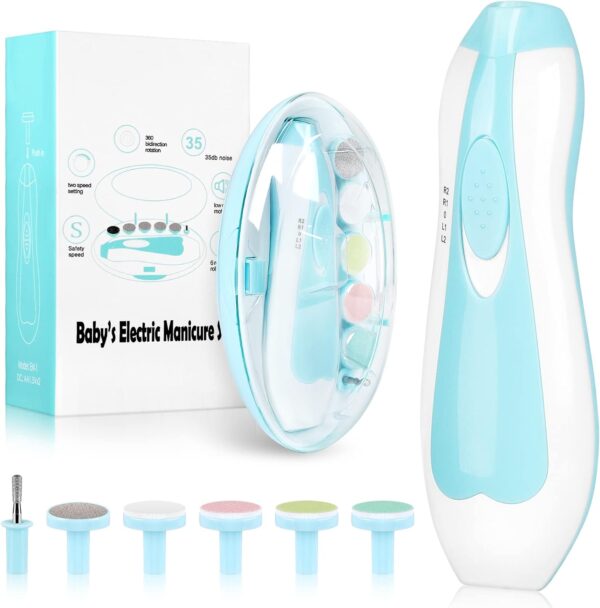 Baby Nail Trimmer Electric,Baby Nail Clippers, 6 in 1 Baby Nail File,Nail File Baby Grooming Kit Manicure Set for Toddler or Adults - Image 10