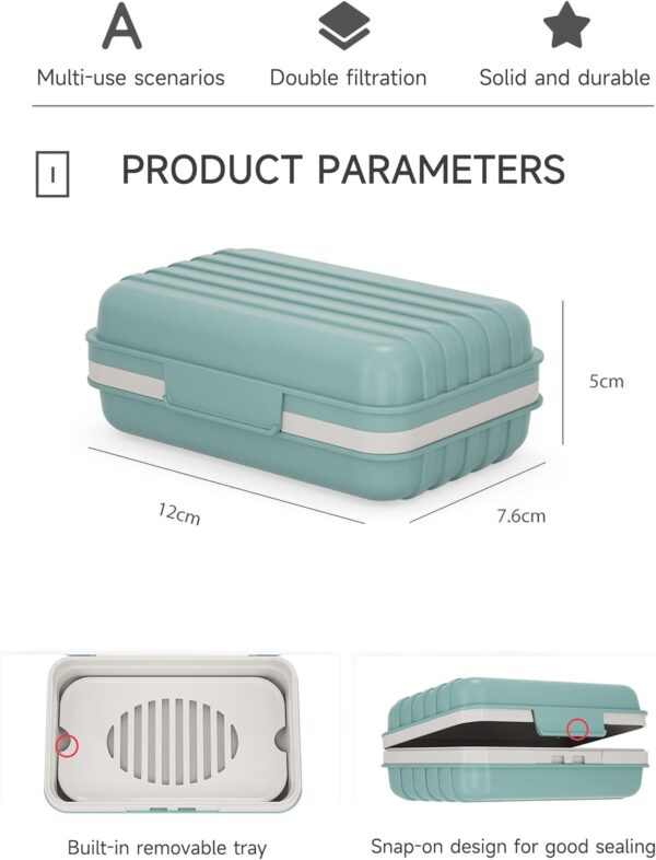 Travel Soap Holder with Lid - Draining Soap Box for Shower -Compact Travel Soap Case Leak-Proof Design for Camping, Hiking, Gym & Outdoor Use | Keeps Soap Dry & Hygienic - Image 6
