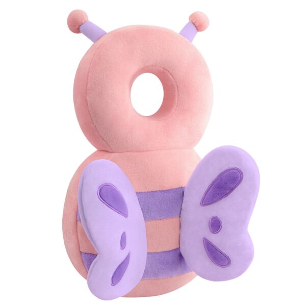Baby Head Protection Backpack - Soft & Comfortable, Cute Cartoon Design, Pink Butterfly - Image 2