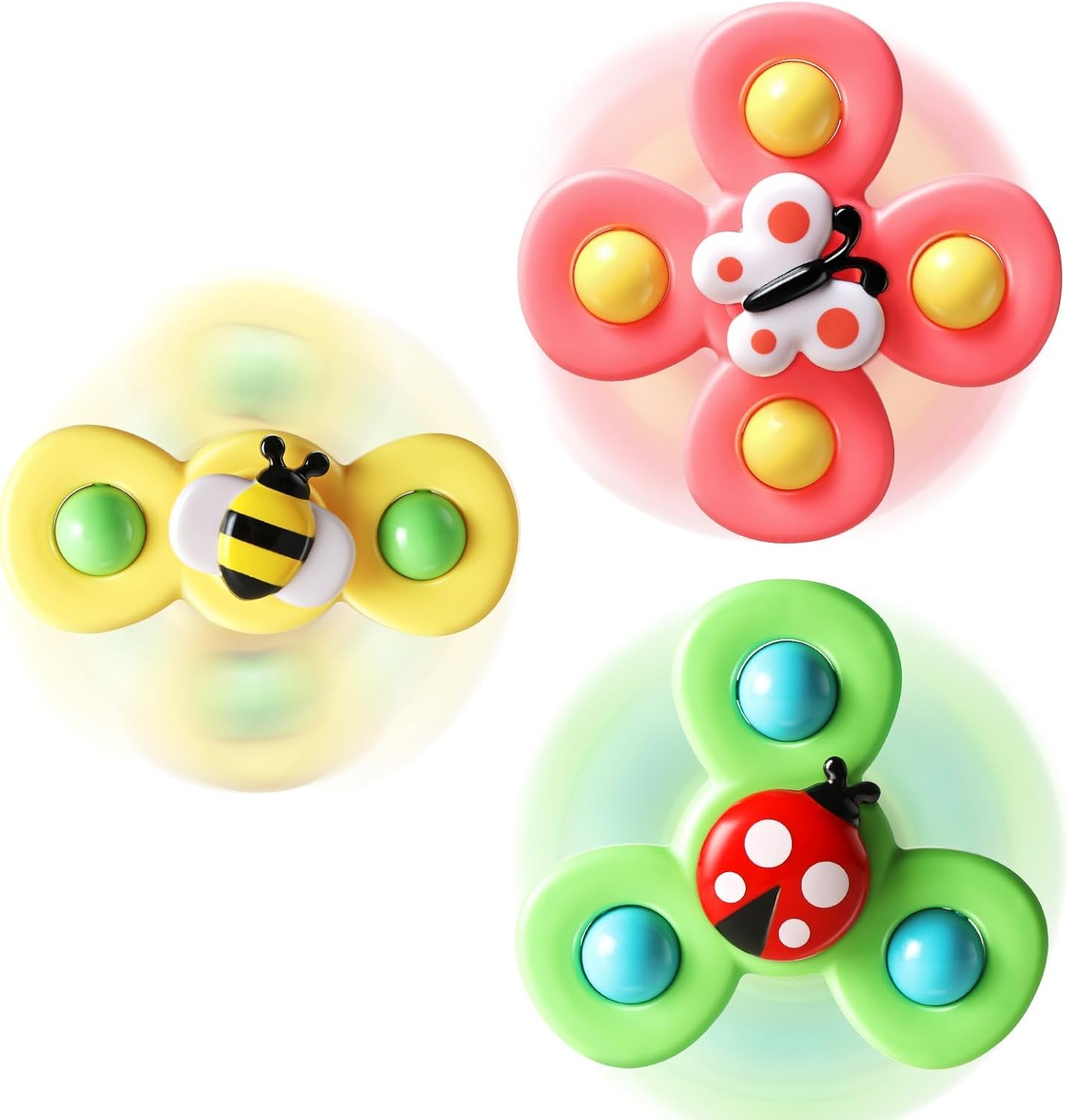 ALASOU 3PCS Suction Cup Spinner Toys for 1 Year Old Boy Girl|Spinning Top Baby Toys 12 18 Months|1 2 Year Old Boy Birthday Gift|Baby Bath Toy for Kids Ages 1-3|Sensory Toy for Toddlers 1-3 - Image 2