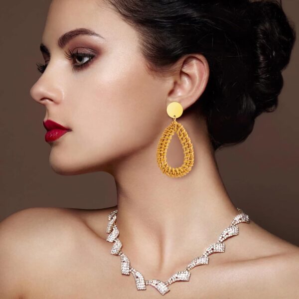 Ponpon 6-18 Pairs Earrings for Women, Lightweight Summer Earrings Straw Earrings Fashion Geometric Statement Hoop Dangle Drop Earrings for Women - Image 8