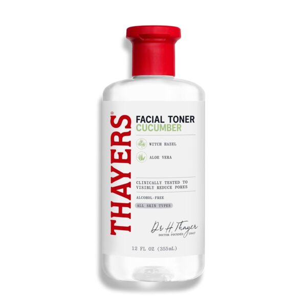 THAYERS Alcohol-Free, Hydrating Cucumber Witch Hazel Facial Toner with Aloe Vera Formula, Vegan, Dermatologist Tested and Recommended, 12 Oz (Packaging May Vary) - Image 2
