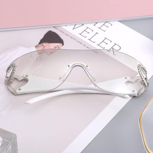 Pro Acme Wrap Around Rimless Sunglasses Women Men, Oversized Fashion Futuristic Sun Glasses Cool Shade 2000S Trendy - Image 7