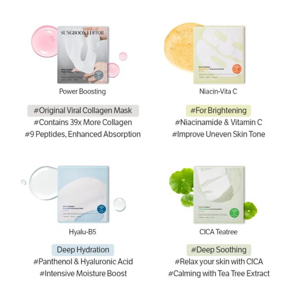 SUNGBOON EDITOR Deep Collagen Overnight mask 37gx4ea | Original Hydrating Collagen Face Mask | Real Collagen 2,160,000PPB for Elasticity |TikTok Trend Items Korean Skin Care - Image 8