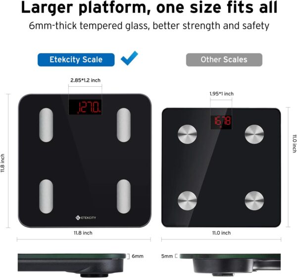 Etekcity Smart Scale for Body Weight, Digital Bathroom Weighing Machine Fat Percentage BMI Muscle, Accurate Composition Analyzer People, Bluetooth Electronic Measurement Tool, 400lb - Image 3