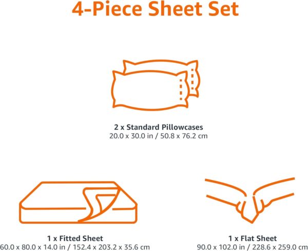 Amazon Basics Lightweight Super Soft, Wrinkle-Free Easy Care Microfiber 4 Piece Bed Sheet Set with 14-Inch Deep Pockets, Queen, Spa Blue, Solid - Image 7