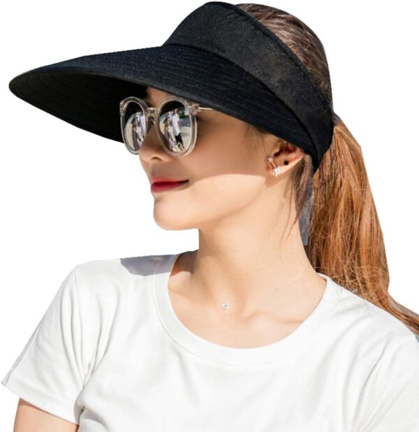 Sun Visor Hats Women Large Brim Summer UV Protection Beach Cap - Image 2