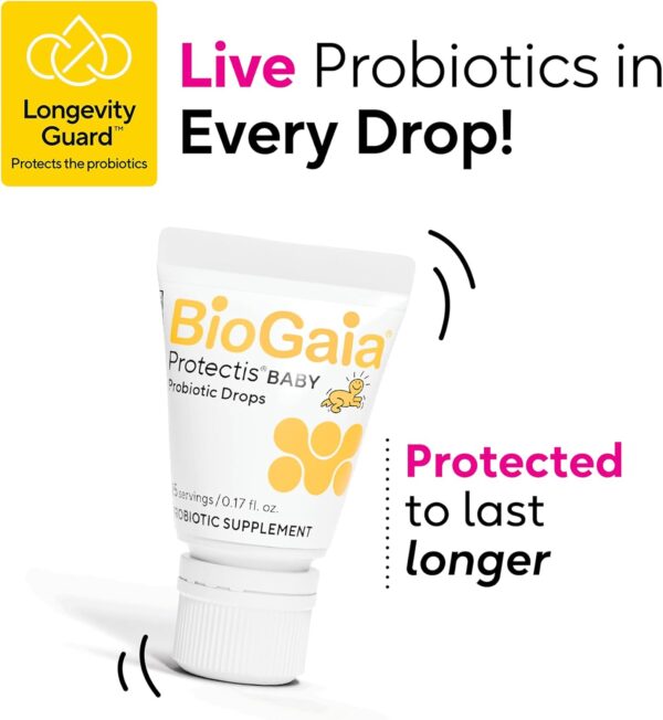 BioGaia Protectis Baby Probiotic Drops | Baby Essentials for Colic & Gas Relief | Safe for Newborns | Ease Crying, Fussing, Colic, Gas, Spit-ups & Constipation | No Dairy, Soy & Gluten | 5mL - Image 7