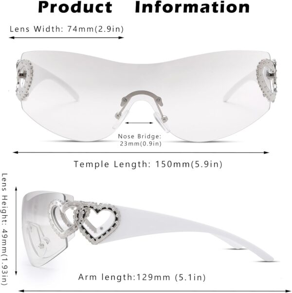 Pro Acme Wrap Around Rimless Sunglasses Women Men, Oversized Fashion Futuristic Sun Glasses Cool Shade 2000S Trendy - Image 4
