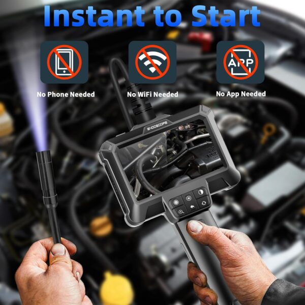 Endoscope Camera with Light - IP67 Waterproof Borescope Camera with 8 Adjustable LED Lights | 4.3" LCD Screen Borescope | HD 1080P Inspection Cameras with 16.5ft Semi-Rigid Cord Tools for Men - Image 5