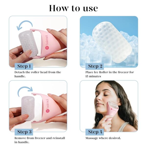 BAIMEI IcyMe Ice Roller for Face and Gua Sha Facial Tool Set, Ice Face Roller Reduces Puffiness Relieves Migraines Skin Care Tools, Self Care Gift for Women - Pink - Image 5