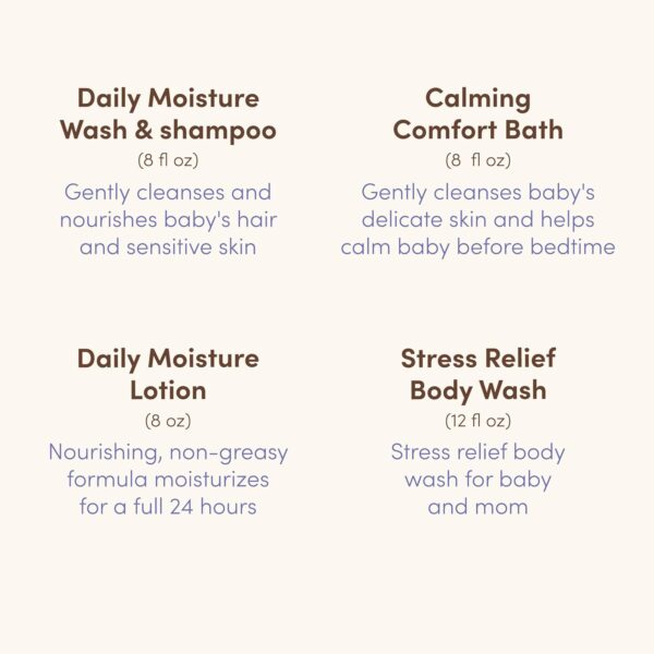 Aveeno Baby Bathtime Solutions Mommy & Me Gift Set, Baby Wash & Shampoo, Calming Bath, Daily Moisturizing Lotion & Stress Relief Body Wash for Mom, Nourishing Oat, Registry Must Haves, 4 items - Image 8