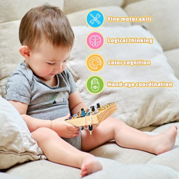 Joyreal Montessori Busy Board Wooden Sensory Toys for Toddler with LED Light Up Switch, Baby Fidget Board Travel Toys for 18+ Months, 1 2 3 Year Old Boys Girls Toddler Toy Gifts (Classic) - Image 7