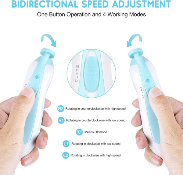 Baby Nail Trimmer Electric,Baby Nail Clippers, 6 in 1 Baby Nail File,Nail File Baby Grooming Kit Manicure Set for Toddler or Adults - Image 4
