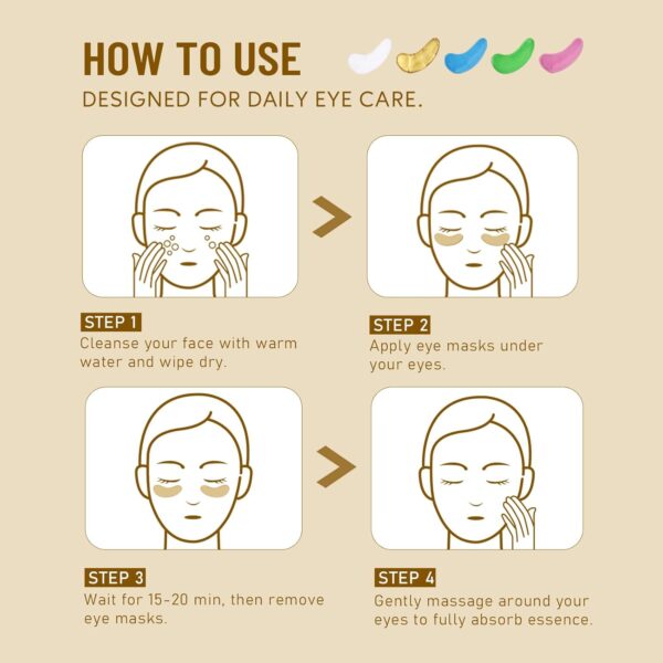 Under Eye Patches for Dark Circles,Eye Mask for Puffy Eyes With Collagen,Retinol,Vitmin C,Hyaluronic Acid and Niacinamide Face Masks Skincare Spa Gifts for Woman 20Pairs - Image 6
