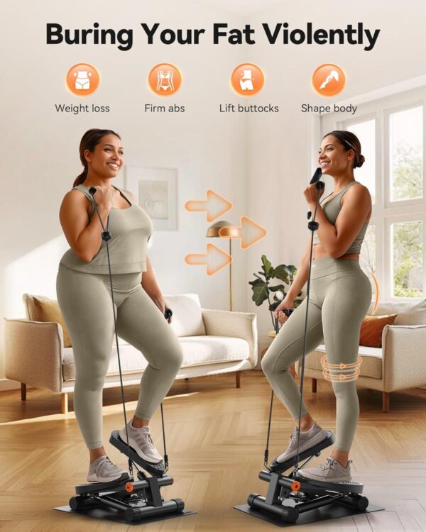 Niceday Steppers for Exercise, Mini Stair Stepper with Resistance Bands at Home Workout Equipment with 300LBS Loading Capacity, Hydraulic Fitness Stepper with LCD Monitor - Image 3
