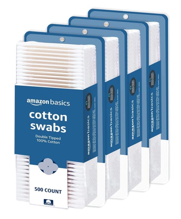 Amazon Basics Cotton Swabs for Personal Hygiene and Baby Care, 2000 Count, 4 Pack of 500 Count - Image 2