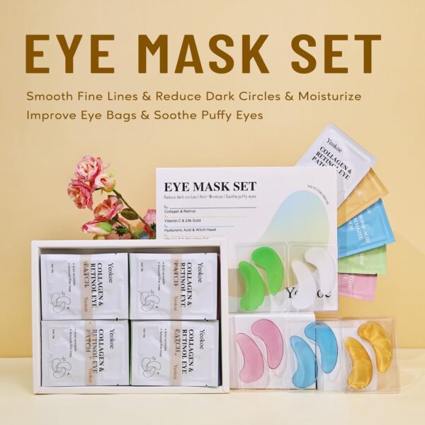 Under Eye Patches for Dark Circles,Eye Mask for Puffy Eyes With Collagen,Retinol,Vitmin C,Hyaluronic Acid and Niacinamide Face Masks Skincare Spa Gifts for Woman 20Pairs - Image 3