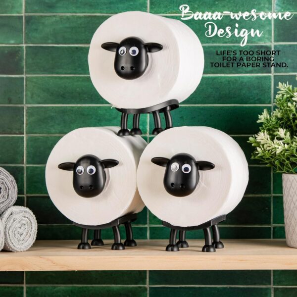 VELENTI Sheep Toilet Roll Holder - Funny Toilet Paper Holder Free Standing Bathroom Set - 3D Printed Black Sheep Loo Roll Holder - Hilarious Tissue Paper Roll Storage - Cute Bathroom Decor - Set of 3 - Image 7