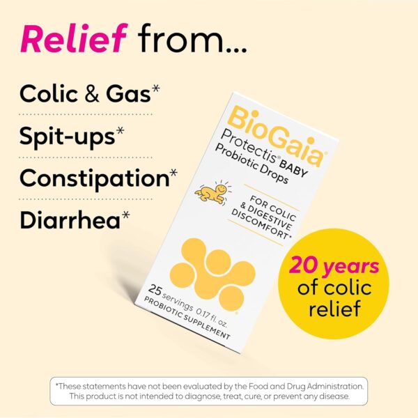 BioGaia Protectis Baby Probiotic Drops | Baby Essentials for Colic & Gas Relief | Safe for Newborns | Ease Crying, Fussing, Colic, Gas, Spit-ups & Constipation | No Dairy, Soy & Gluten | 5mL - Image 4