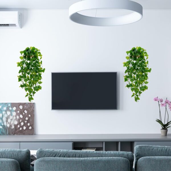 BLEUM CADE Fake Hanging Plants, 2pcs Artificial Hanging Plant, Faux Pothos Vines Hanging Plant Greenery for Wall Home Living Room Indoor Outdoor Decor (No Baskets) - Image 6
