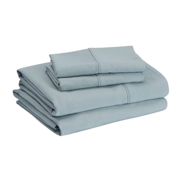 Amazon Basics Lightweight Super Soft, Wrinkle-Free Easy Care Microfiber 4 Piece Bed Sheet Set with 14-Inch Deep Pockets, Queen, Spa Blue, Solid - Image 3
