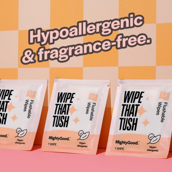 Wipe That Tush On-The-Go Flushable Wet Wipes - 1 Pack, 30 Wipes - Individually Wrapped Extra-Large Wipes with Aloe - Hypoallergenic & Unscented - Septic and Sewer Safe - Image 6