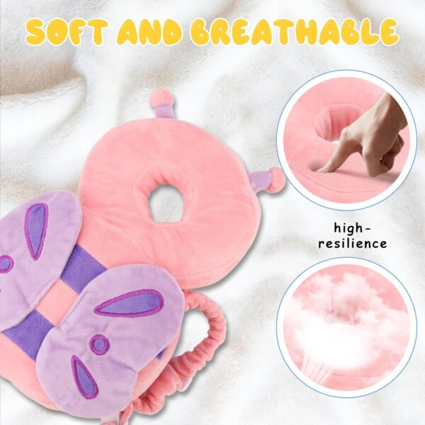 Baby Head Protection Backpack - Soft & Comfortable, Cute Cartoon Design, Pink Butterfly - Image 4