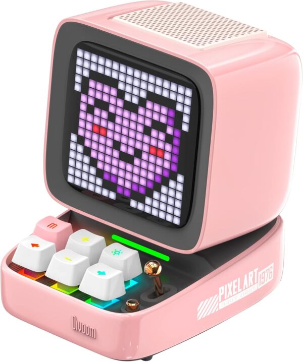 Divoom Ditoo Retro Pixel Art Game Bluetooth Speaker with 16X16 LED App Controlled Front Screen (Pink) - Image 2